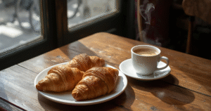 History of Croissant – traditional French pastry on table