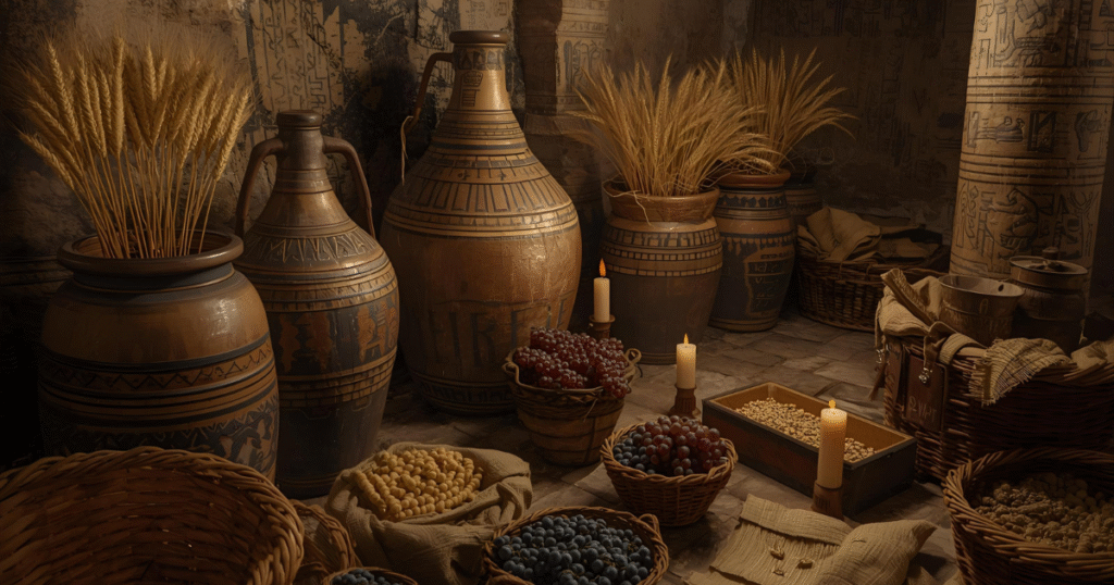Clay jars of beer and wine in ancient Egypt â everyday drink for workers and luxury beverage for Pharaohs.
